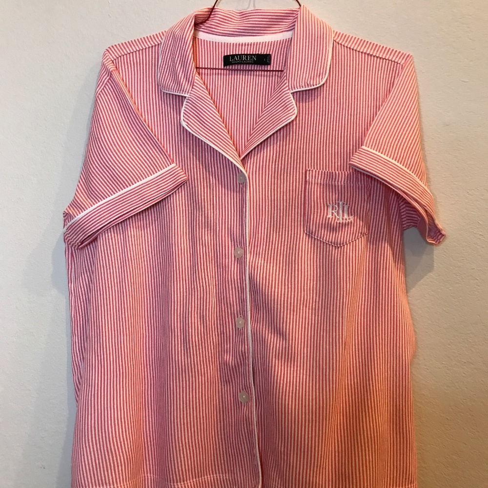Lauren Ralph Lauren 100% cotton pajama button down short sleeve top